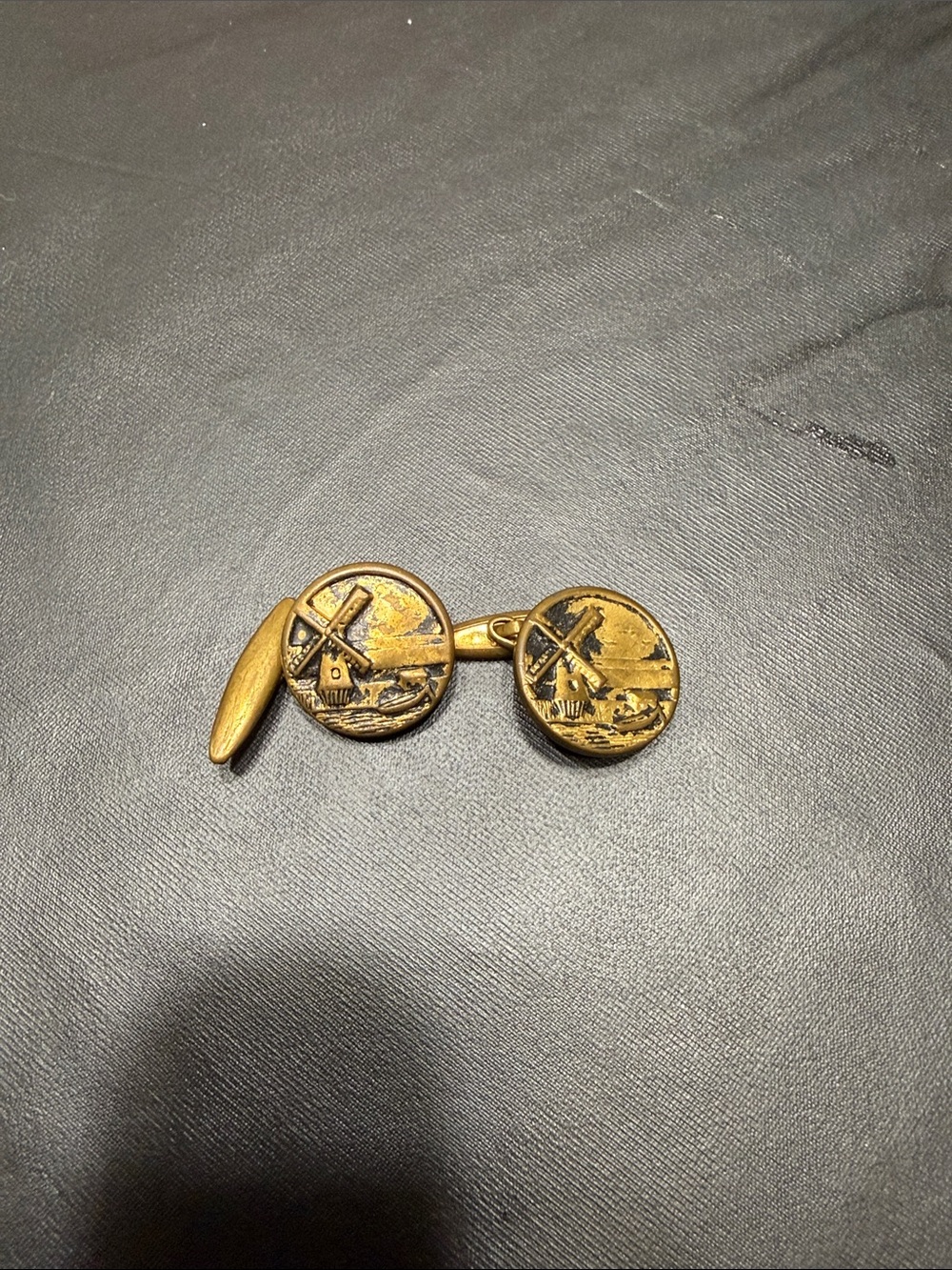 Vintage Gold-Tone Windmill Cufflinks - Men's Accessory